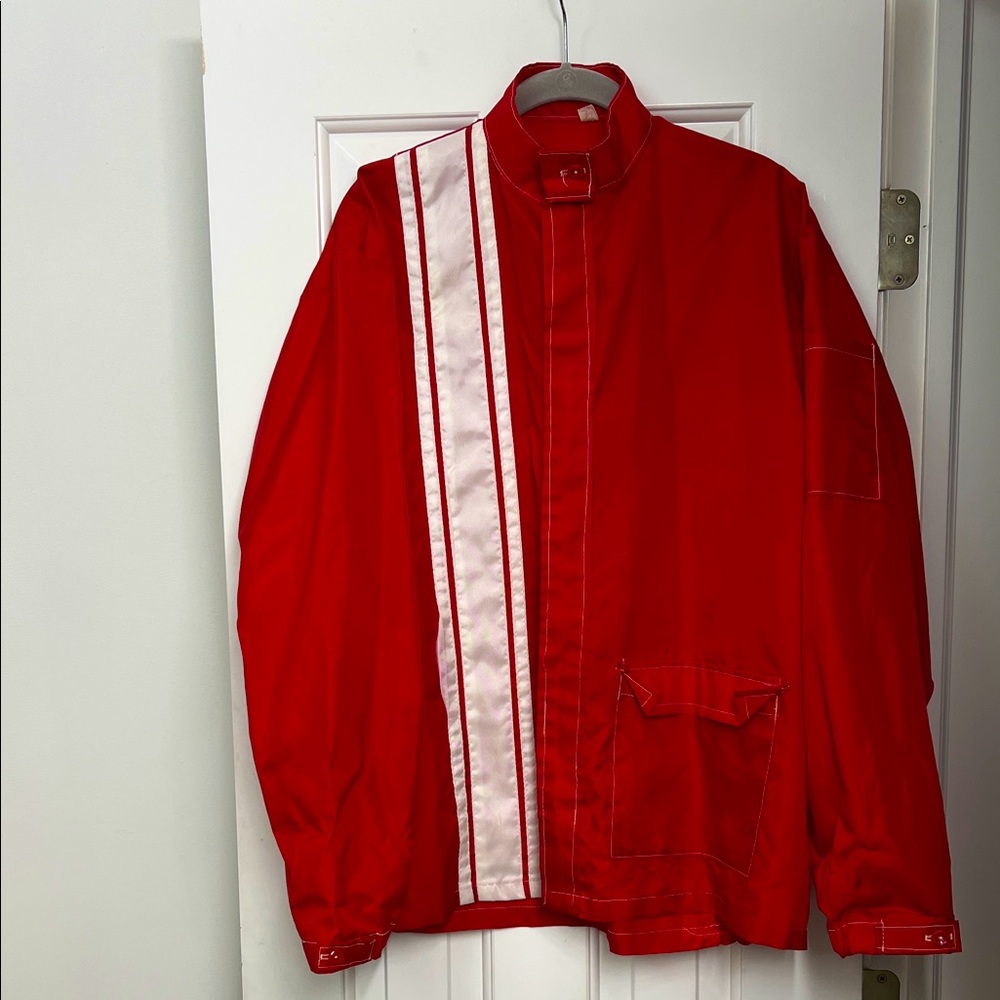 Vintage 1960s 1970s Swingster Racing Jacket Red and White Men's Windbreaker